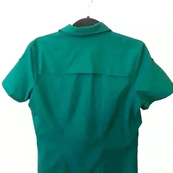 REI Sahara women’s UPF 50+ button down shirt sleeve vented shirt. Teal. Size S - Picture 5 of 6
